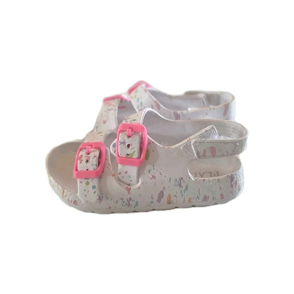 The Children's Place Paint Splatter Slides Girls Sandals Colorful Casual Size 8